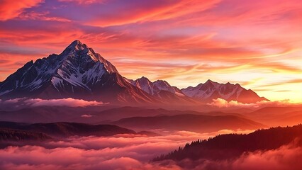 Fototapeta premium sunset over mountains