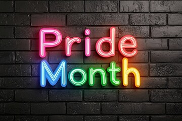 Obraz premium Happy Pride Month LGBT concept. Neon sign displaying 