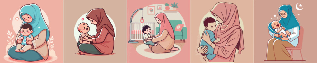vector image of a mother holding her child