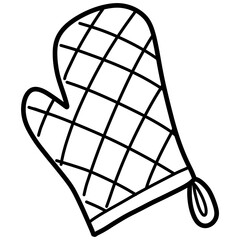Hand drawn oven glove illustration outline 