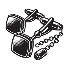 Cufflinks Silhouette Vector Illustration, Solid White Background.