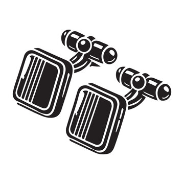black cufflinks pair, square design clip art preview