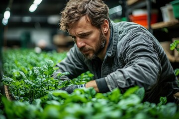 Field-crop agronomist performs his work professionally at his workplace, he loves his job very much