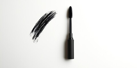 Black mascara brush is on a white background