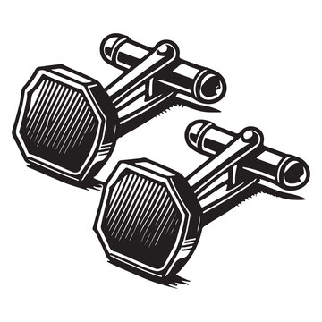 black and white cufflinks clip art preview