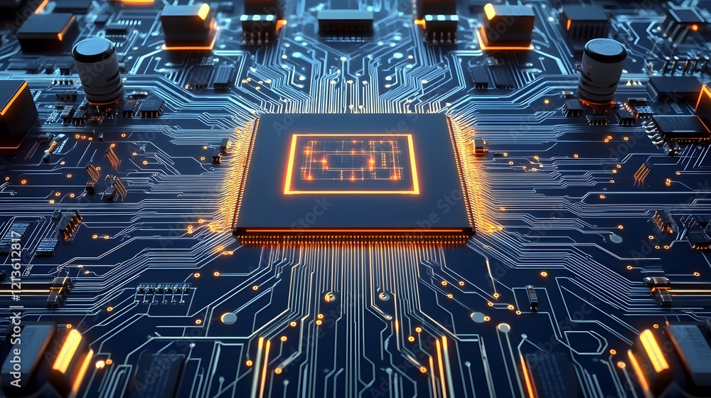 Aufkleber illuminated central processing unit on circuit board