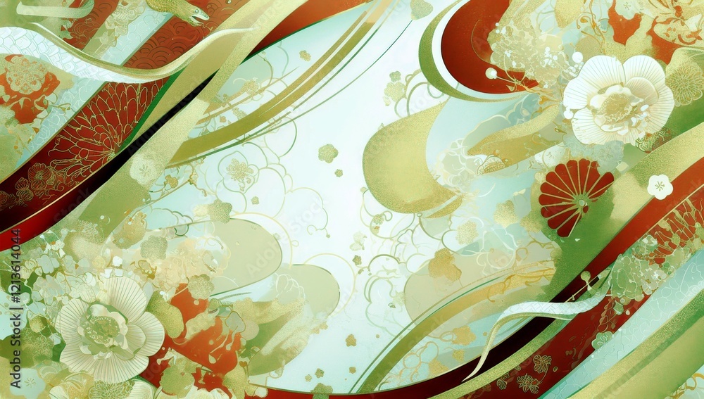 Poster abstract floral design with flowing lines, elegant patterns, and soft colors suitable for background