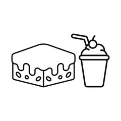 Milkshake drink and brownies food icons with a sweet and indulgent design, perfect for enhancing dessert
