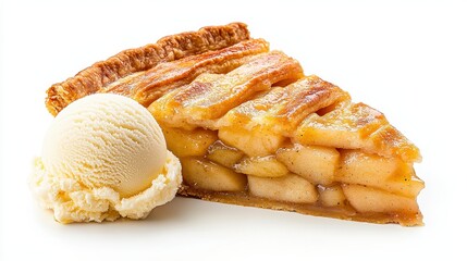 A Slice of Warm Apple Pie with Creamy Vanilla Ice Cream, a Classic Fall Dessert