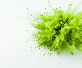 Green Powder Explosion Isolated on White Background