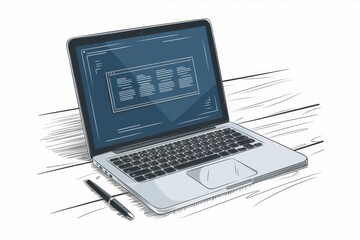 Laptop Computer Screen Showing Code On Wooden Desk
