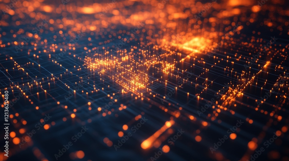 Poster simulation of power grids transmitting electricity over vast distances, showing the efficiency and s