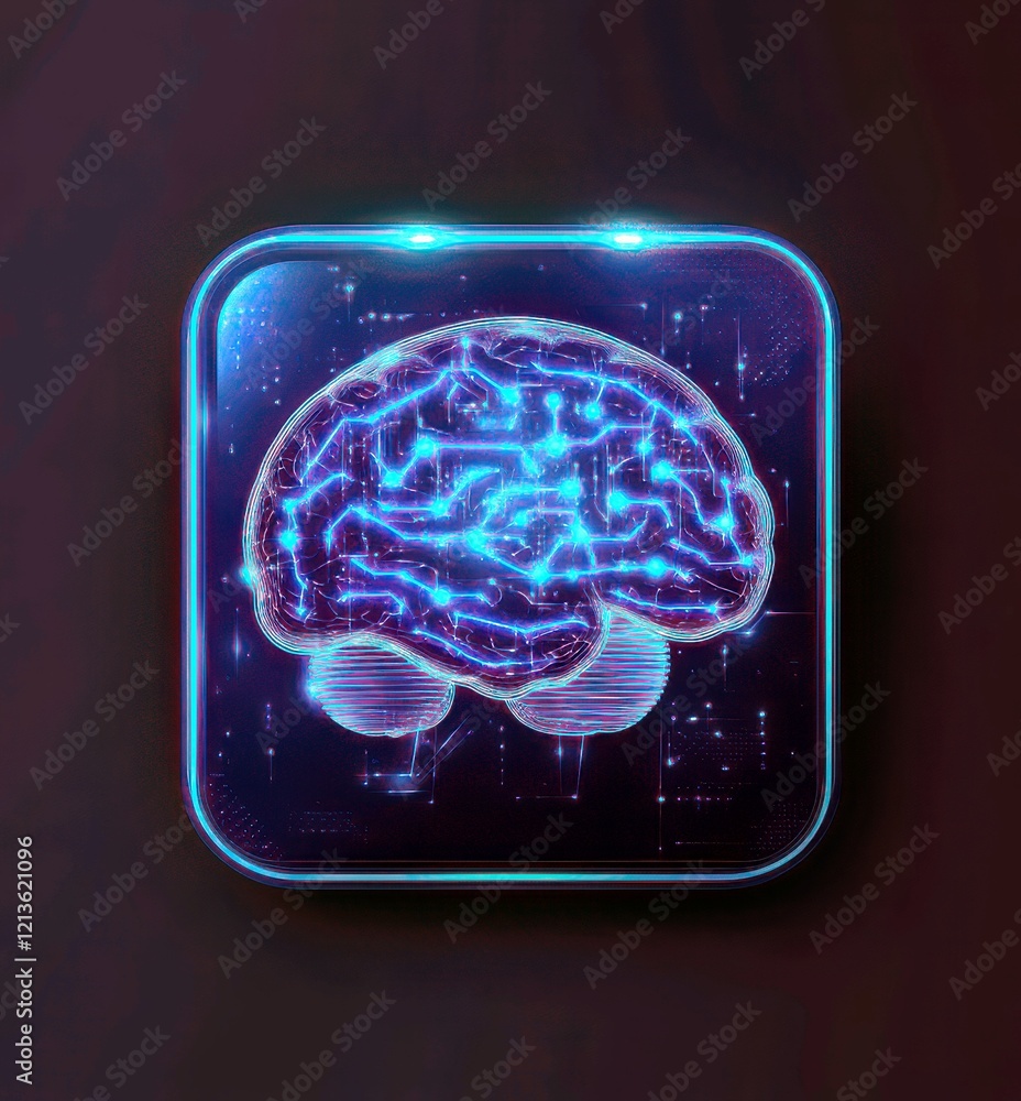 Aufkleber futuristic digital brain design with glowing circuits on a dark background, representing advanced te