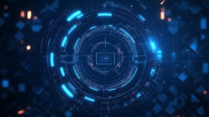 cybernetic head structure, radial circuit design, geometric node patterns, navy tech background, glowing connection points, hexagonal network layout, advanced AI visualization, premium tech artwork