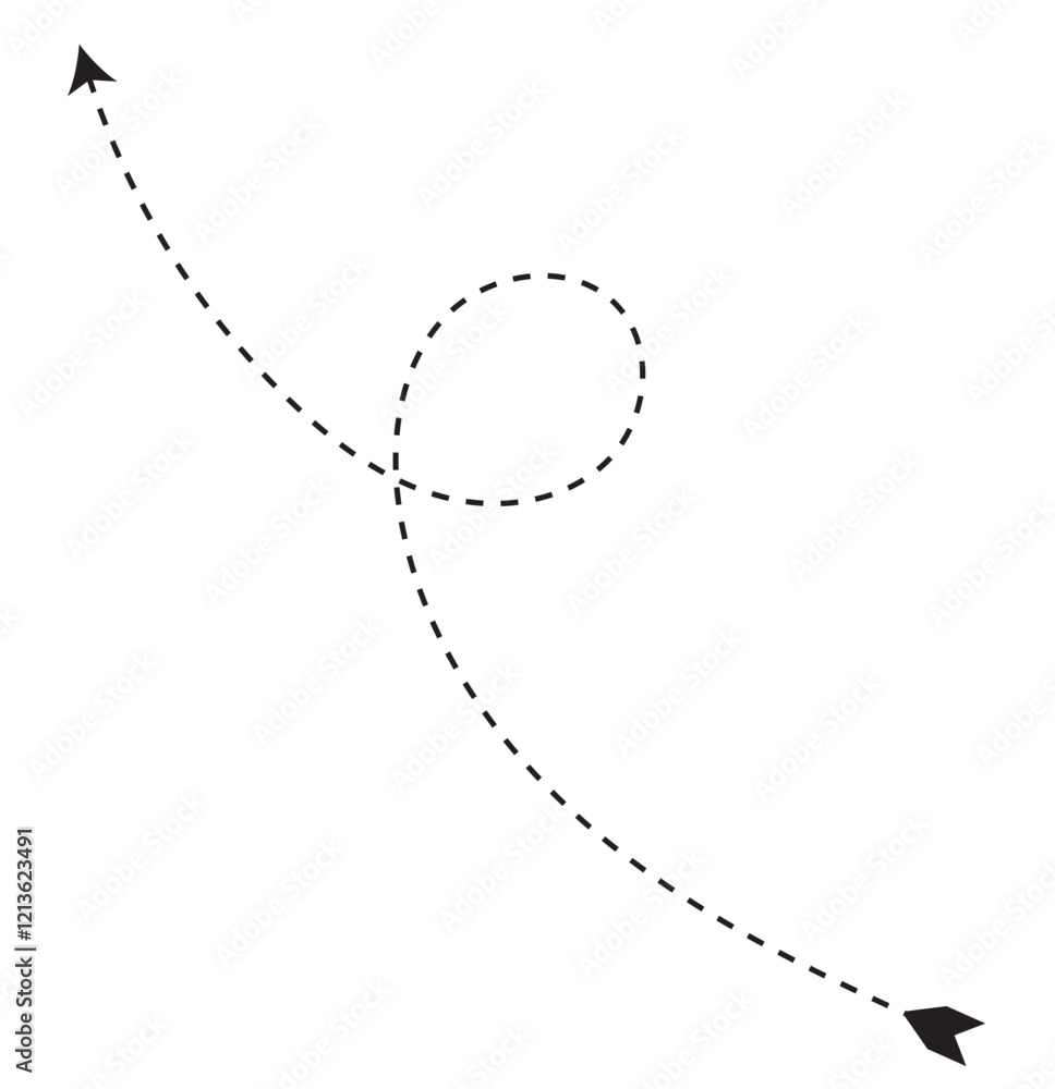 Poster dash arrow icon. wavy arrow with dashed line isolated on white and transparent background.