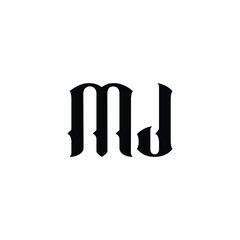 MJ monogram logo design letter text name symbol monochrome logotype alphabet character simple logo