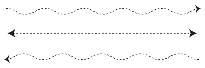 dash arrow icon. wavy arrow with dashed line isolated on white and transparent background.