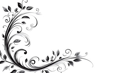 Elegant Black And White Floral Design Corner