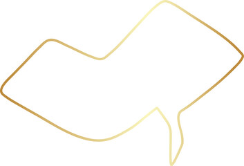 Speech bubble outlined glossy gold style