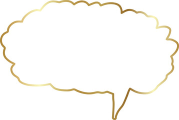 Speech bubble outlined glossy gold style