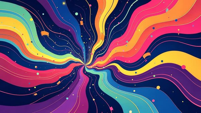 A colorful swirl of lines and dots. The lines are in different colors and the dots are scattered throughout the image