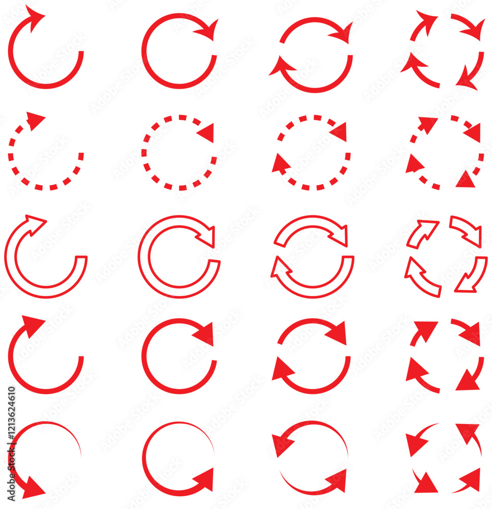 Poster reload arrows. circle arrow, connect or recycle digital icons. connection restart symbols, isolated 