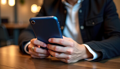 working on mobile phone