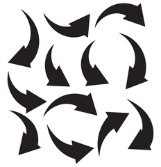 arrows set. Curved arrows. Arrow sign. Flat style icons.