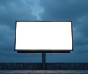 Fototapeta premium Blank Billboard Mockup Against a Cloudy Blue Sky. Perfect for showcasing advertising or branding concepts