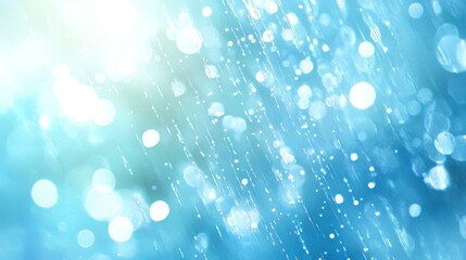 Obraz premium ethereal digital matrix pattern, cascading binary code streams, aqua blue cybernetic rain effect, floating bokeh particles, atmospheric depth layering, translucent data visualization, luminous