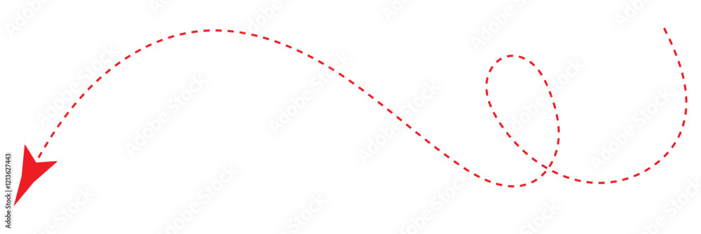Poster dash arrow icon. wavy arrow with dashed line isolated on white and transparent background.