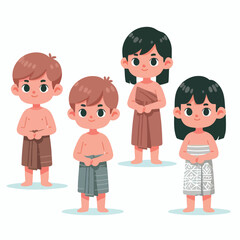 vector image of a small child wearing traditional traditional clothes