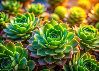 Obraz premium Aerial Macro Succulent Photography: Sharp Focus Blur Background Drone Shot