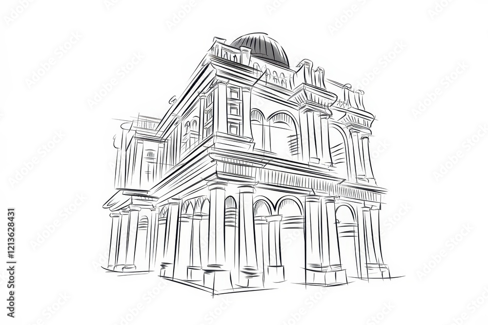 Poster sketch of an elegant classical style building