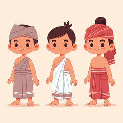 vector image of a small child wearing traditional traditional clothes
