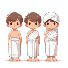 vector image of a small child wearing traditional traditional clothes