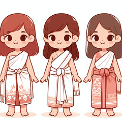 vector image of a small child wearing traditional traditional clothes