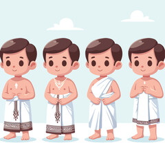 vector image of a small child wearing traditional traditional clothes