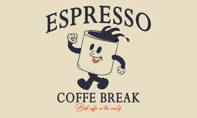 Espresso Coffee Break World's best coffee slogan tee typography print design. Vector t-shirt graphic or other uses.