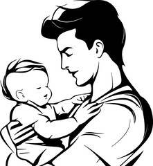 father holding baby silhouette
