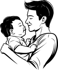 father holding baby silhouette