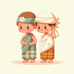 vector image of a small child wearing traditional traditional clothes