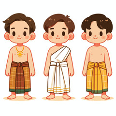 vector image of a small child wearing traditional traditional clothes