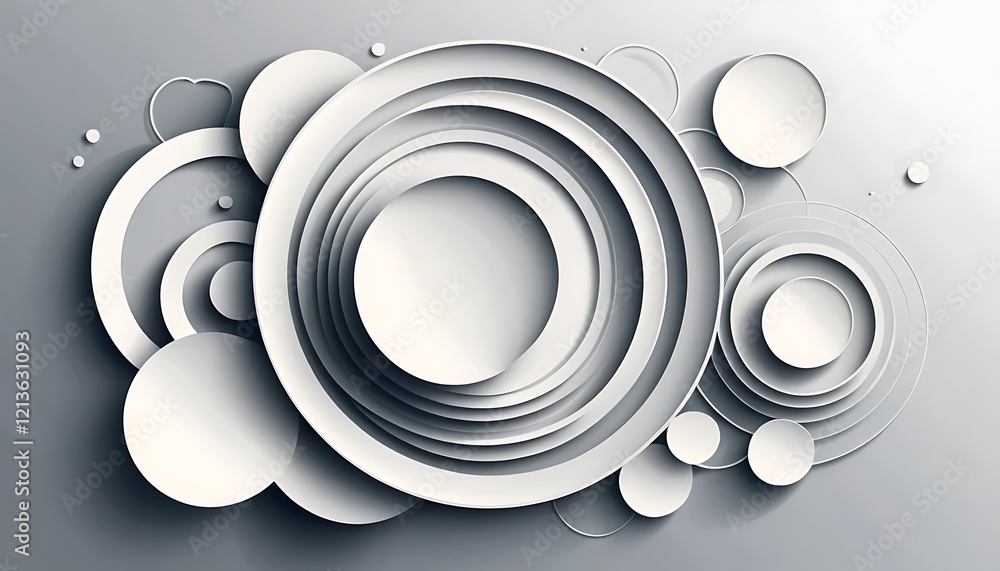 Poster abstract gray background with overlapping circles