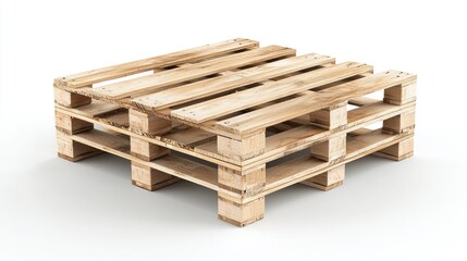 Wooden pallet isolated, shipping, storage, white background.