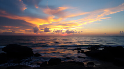 Obraz premium A beautiful great sunset over the sea