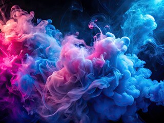 Obraz premium Blue Pink Abstract Smoke Background, Swirling Nebula, Fantasy Art, Cosmic Dust, Abstract Texture, Colorful Smoke, Digital Art, Fantasy Background, Ethereal, Dreamy, Mystic, Glowing Smoke