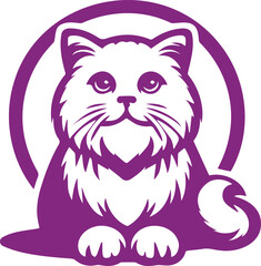 Purple Cat Sitting Logo in Circular Frame