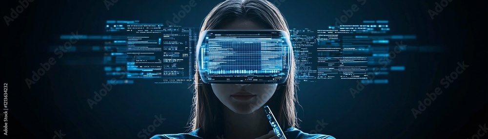 Poster futuristic it control interface, user interacting with glowing holographic dashboard, sleek corporat