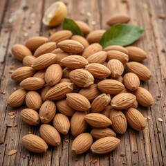 Fototapeta premium almonds on wooden table